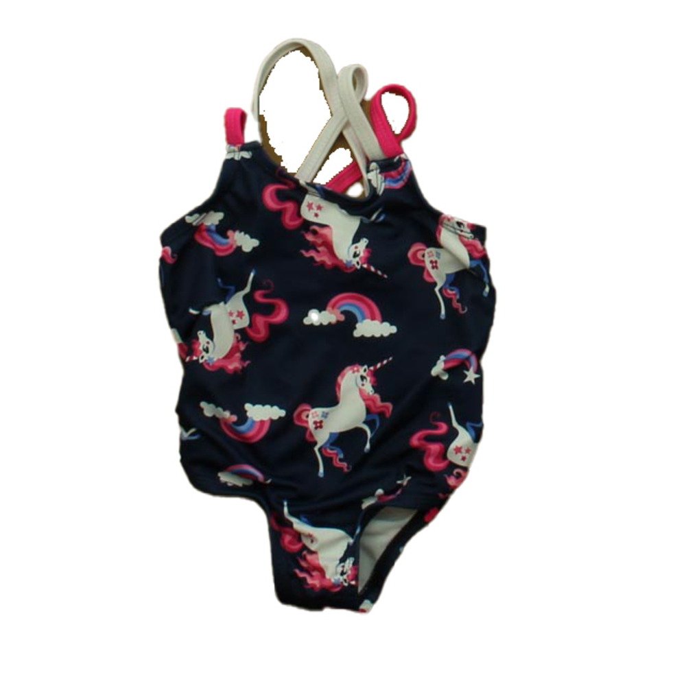 Wippette Kids Girls Navy Unicorns 1-piece Swimsuit size: 12 Months